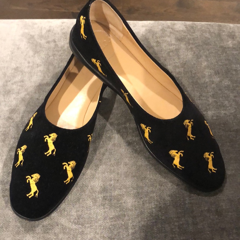 Chloe black and gold velvet ballerina with case